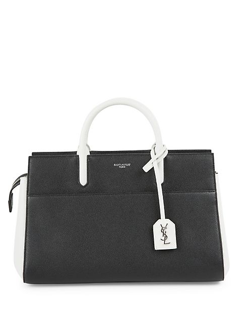 Saint Laurent - Small Rive Gauche Two-Tone Leather Tote