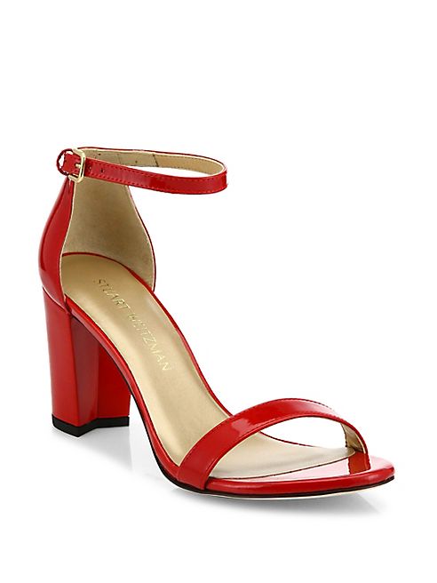 Stuart Weitzman - Nearlynude Patent Leather Block Heel Sandals