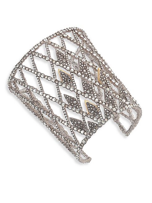 Alexis Bittar - Crystal-Encrusted Spiked Lattice Cuff Bracelet