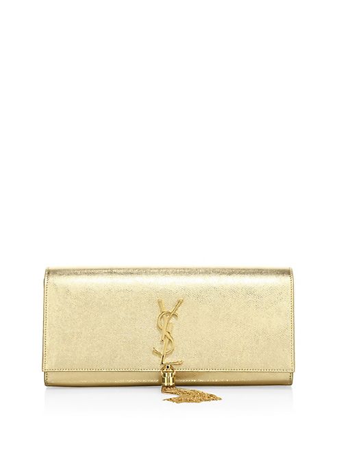 Saint Laurent - Kate Monogram Metallic Leather Clutch