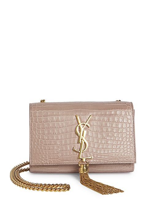 Saint Laurent - Small Kate Monogram Tassel Croc-Embossed Leather Chain Shoulder Bag