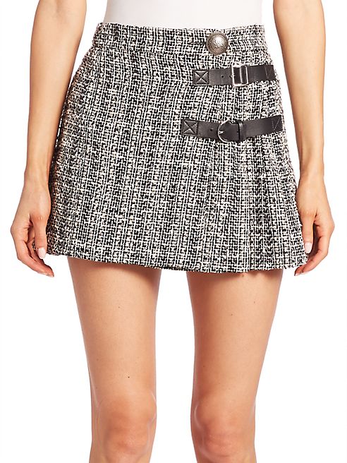 Alexander McQueen - Pleated Tweed Mini Skirt