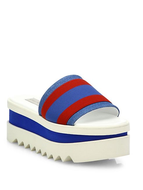 Stella McCartney - Striped Platform Slides