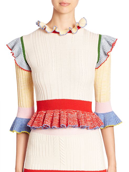 Alexander McQueen - Colorblock Peplum Sweater