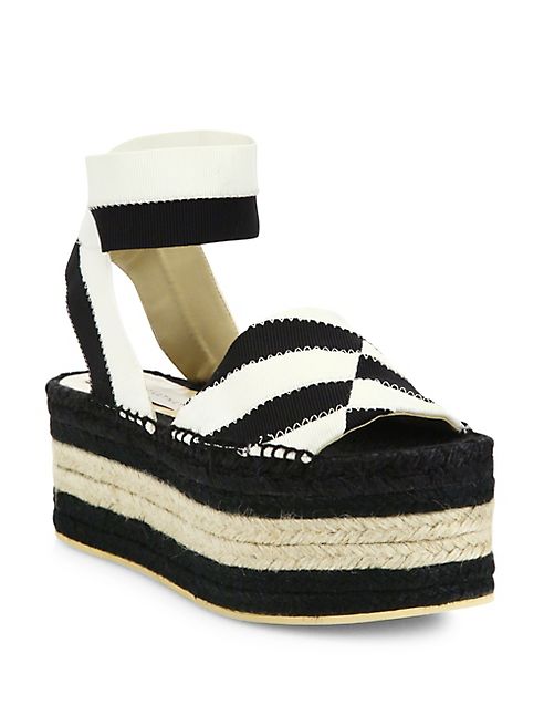 Stella McCartney - Striped Platform Espadrille Sandals