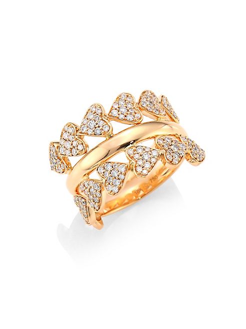 Hueb - Hearts Diamond & 18K Rose Gold Ring