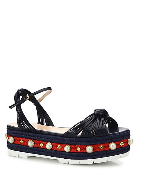 Gucci - Barbette Leather Studded Platform Sandals