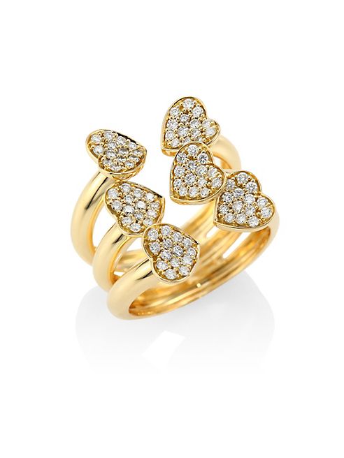 Hueb - Hearts Diamond & 18K Yellow Gold Open Ring