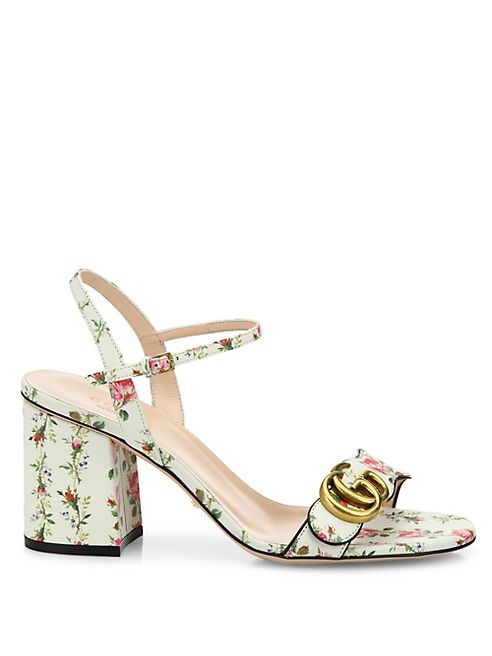 Gucci - Marmont GG Floral-Print Leather Sandals