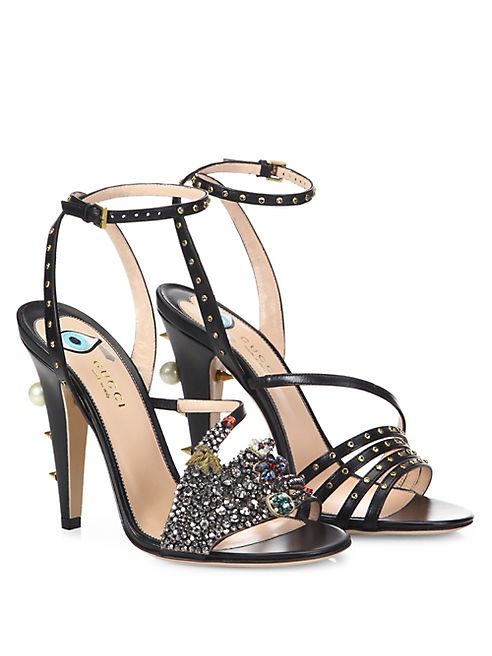 Gucci - Wangy Crystal-Encrusted Leather Sandals