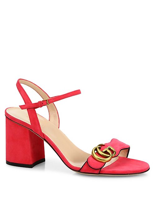 Gucci - Marmont Suede Block Heel Sandals