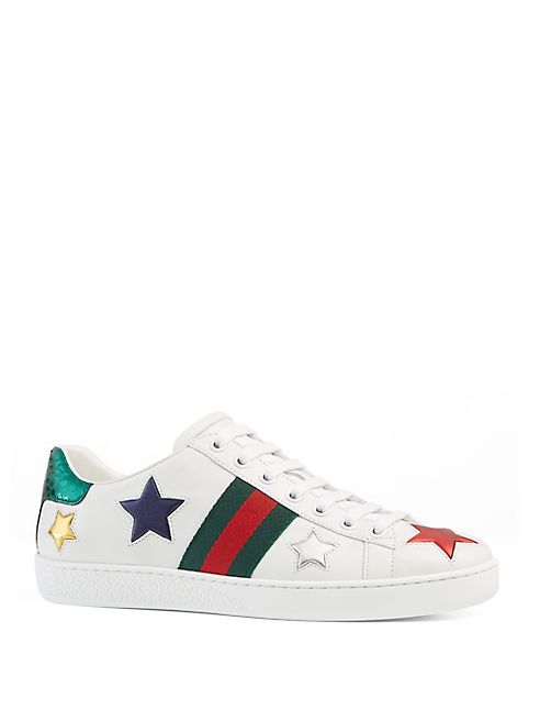 Gucci - New Ace Star Leather Low-Top Sneakers