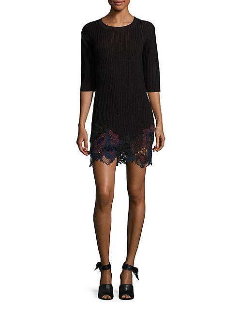 3.1 Phillip Lim - Lace Embroidered Wool Blend Bodycon Dress