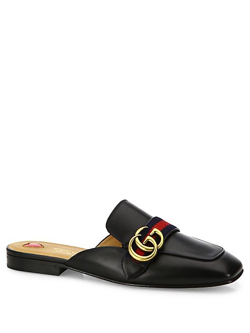 Gucci - Gucci Peyton GG Leather Flat Mules