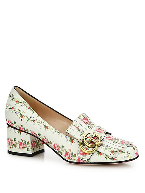 Gucci - Marmont GG  Kiltie Rose-Print Leather Loafers