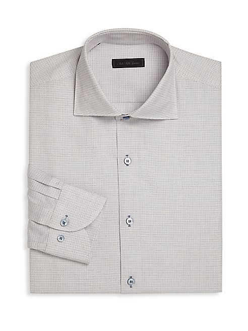 Saks Fifth Avenue Collection - Long Sleeve Basket Design Regular-Fit Dress Shirt