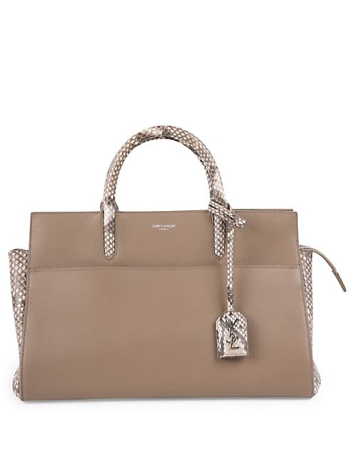 Saint Laurent - Small Rive Gauche Leather & Python Tote