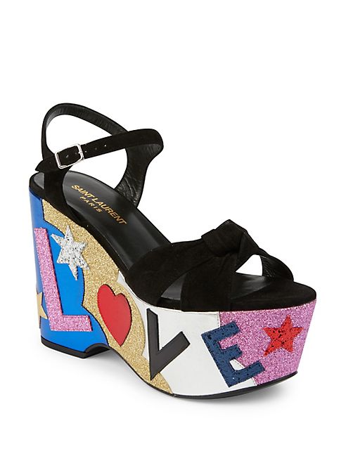 Saint Laurent - Candy Love Suede Platform Wedge Sandals