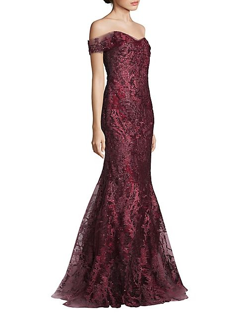 RENE RUIZ - Off-the-Shoulder Embellished Gown