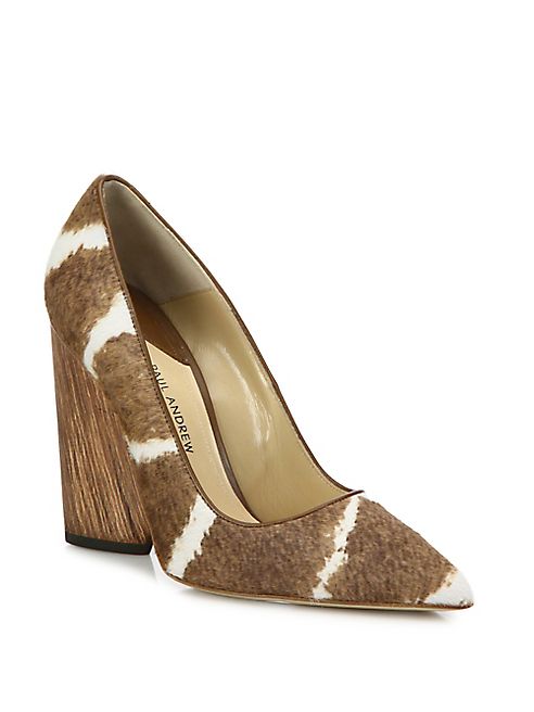 Paul Andrew - Lotta Calf Hair Block-Heel Pumps