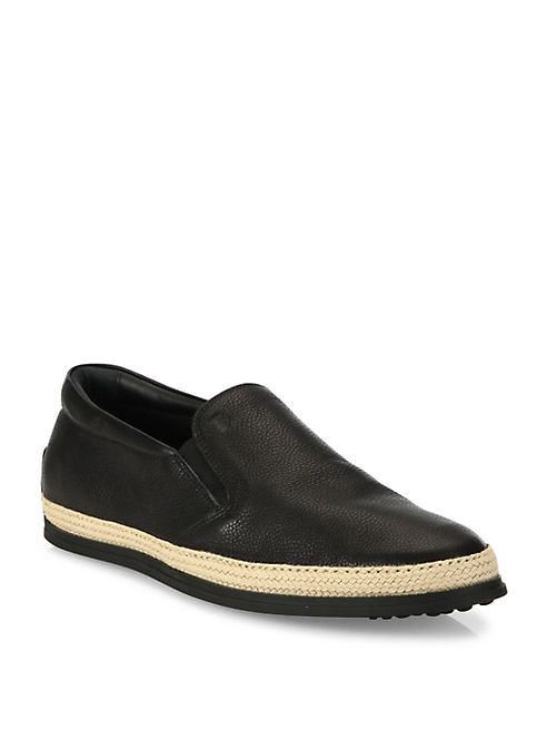 Tod's - Leather Espadrille Slip-On Sneakers