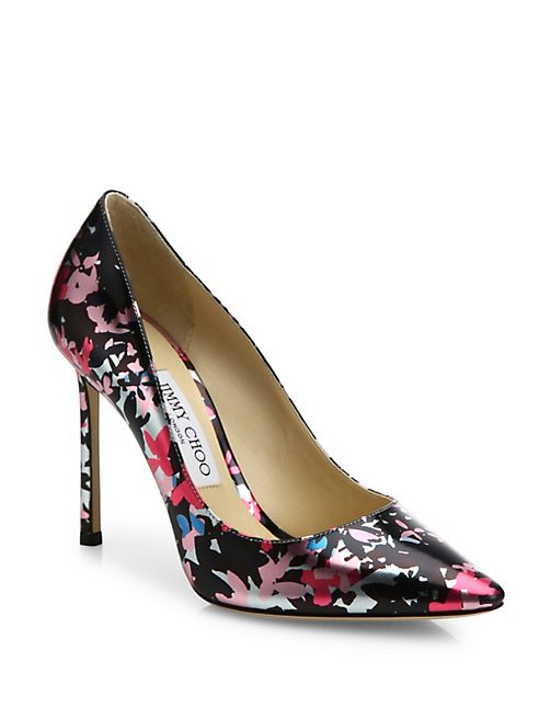 Jimmy Choo - Romy 100 Camoflower-Print Metallic Leather Pumps