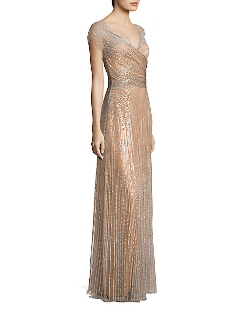 Jenny Packham - Short Sleeve Embellished Gown