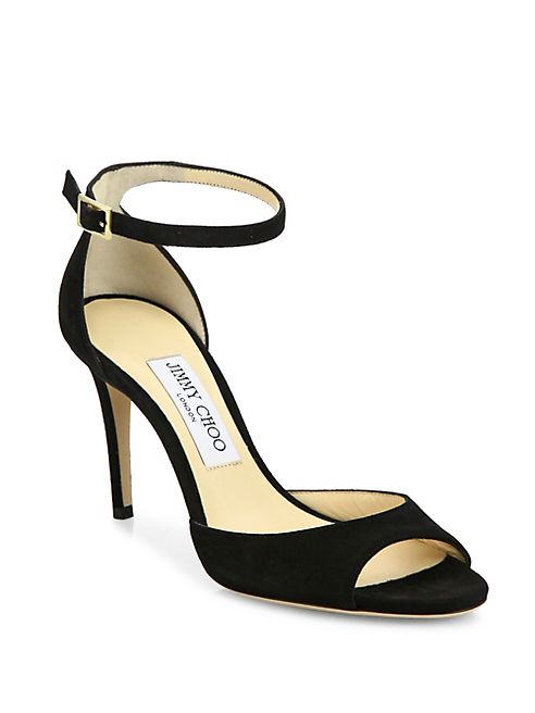 Jimmy Choo - Annie 85 Suede d'Orsay Ankle-Strap Sandals