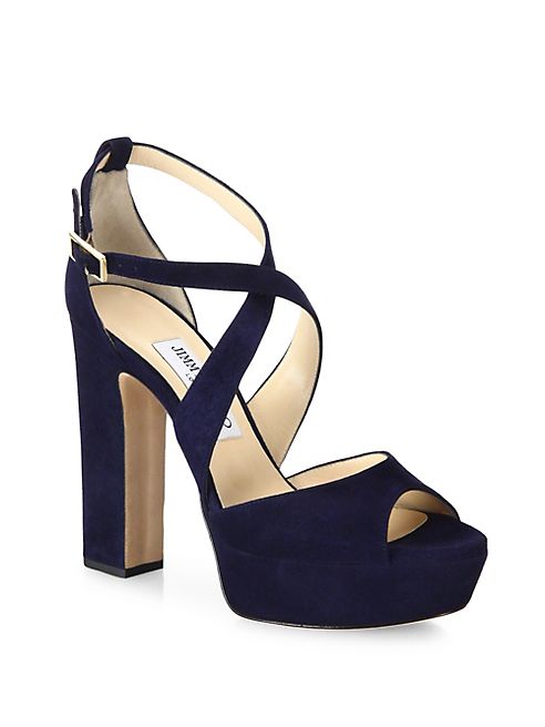 Jimmy Choo - Suede Crisscross Platform Sandals