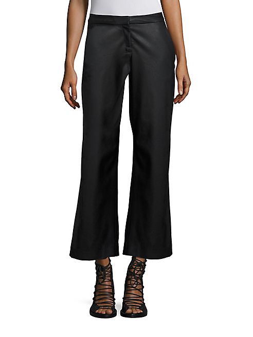 Rebecca Taylor - Faux Leather Cropped Flared Pants