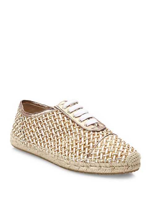 Jimmy Choo - Dare Raffia & Metallic Leather Sneakers