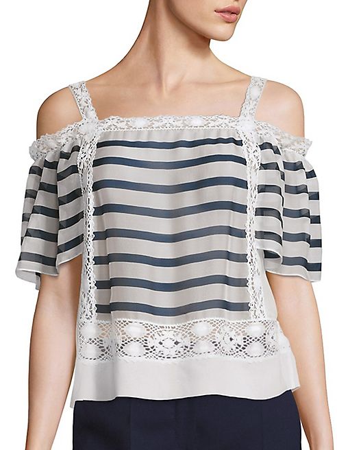 Alberta Ferretti - Striped Off-The-Shoulder Blouse