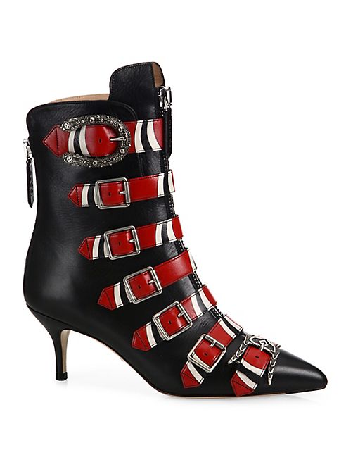 Gucci - Susan Snake Buckle Leather Booties