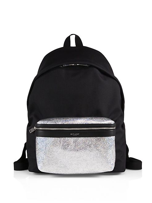 Saint Laurent - Metallic Canvas & Leather Backpack