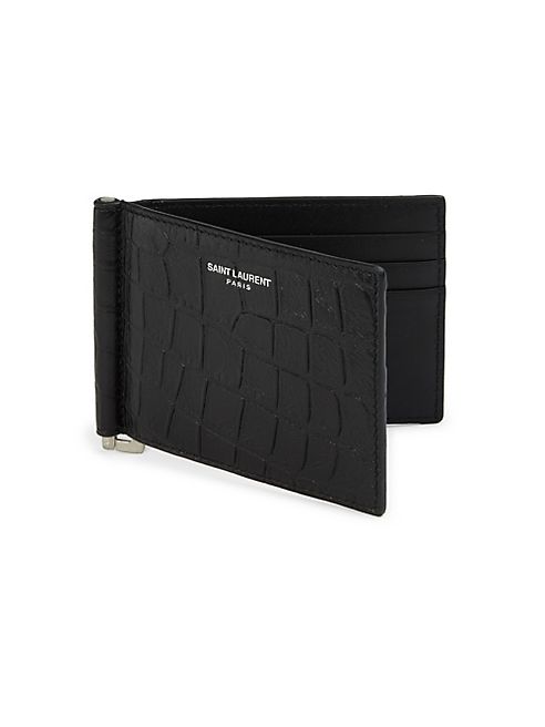 Saint Laurent - Stamped Crocodile Paris Bill Clip Leather Wallet