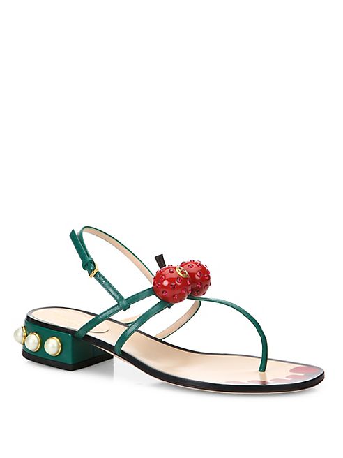 Gucci - Hatsumomo Cherry Leather Thong Sandals