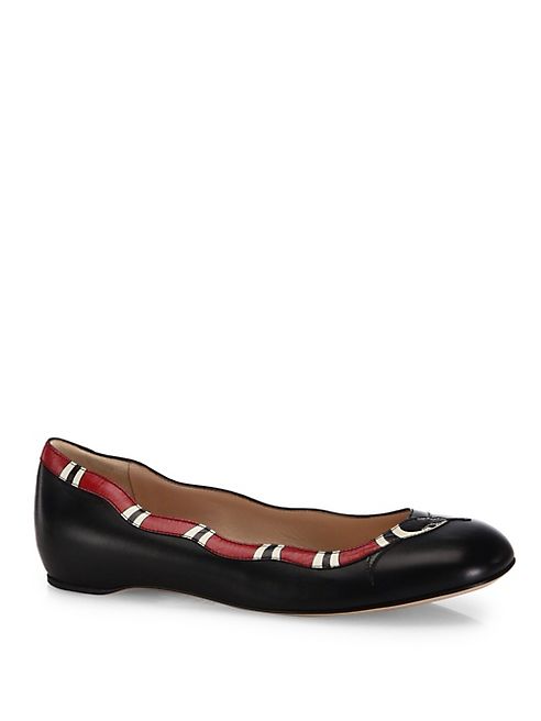 Gucci - Yoko Snake Leather Ballet Flats