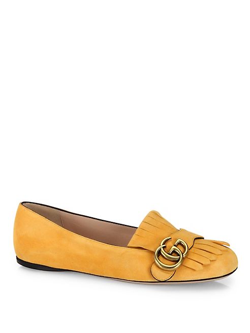 Gucci - Marmont Suede Kiltie Flats