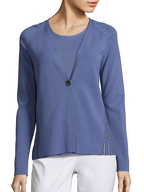 Lafayette 148 New York - Matte Crepe Mesh Stitch Cardigan