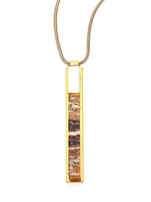 Lafayette 148 New York - Goldtone Mirror & Faux Horn Pendant Necklace