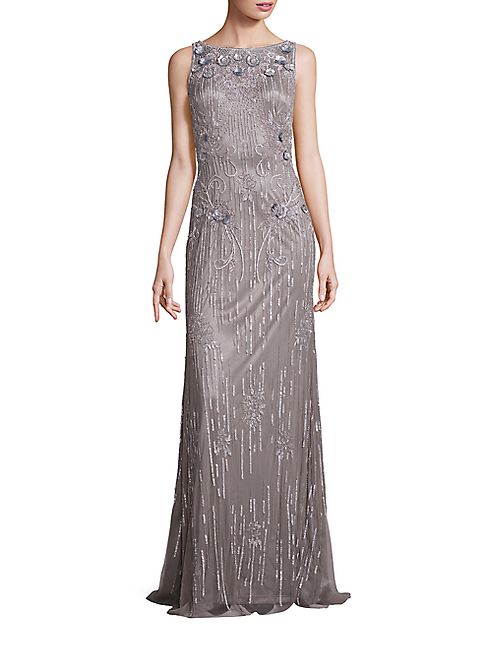 Theia - Sleeveless Sequin Beaded Gown