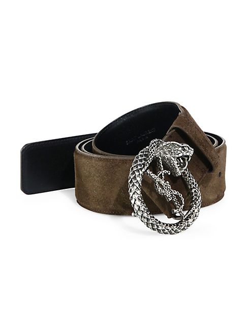 Saint Laurent - Serpent Buckle Suede Belt