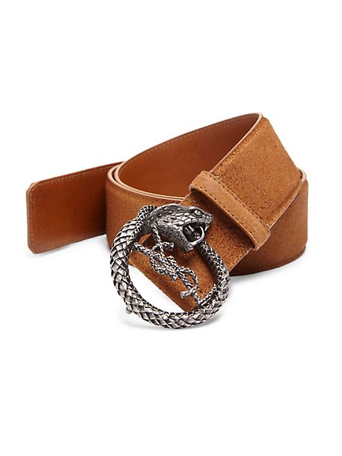 Saint Laurent - Serpent Buckle Suede Belt