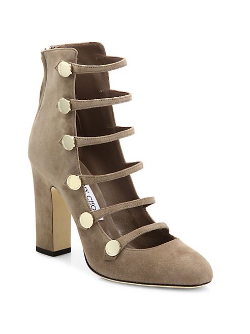 Jimmy Choo - Venice 100 Strappy Suede Block Heel Booties