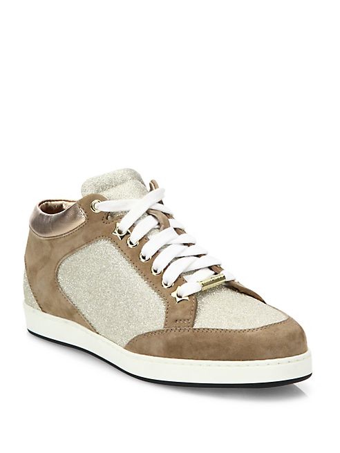 Jimmy Choo - Miami Suede & Glitter Sneakers