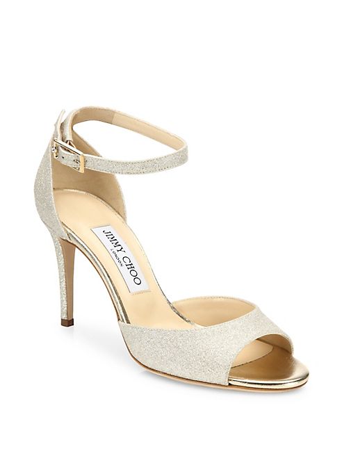 Jimmy Choo - Annie 85 Glitter d'Orsay Ankle-Strap Sandals