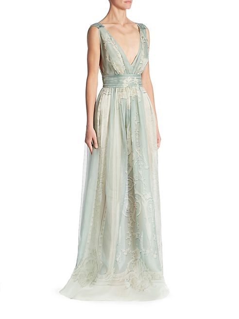 Alberta Ferretti - Printed Silk A-Line Gown