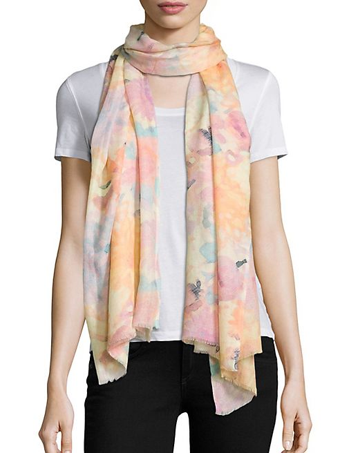 Bindya - Brushstroke-Print Cashmere & Silk Scarf