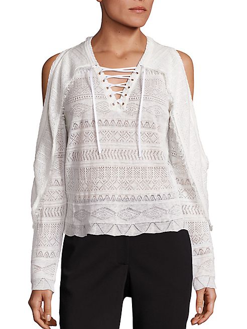 Yigal Azrouel - Cold-Shoulder Lace Knit Top