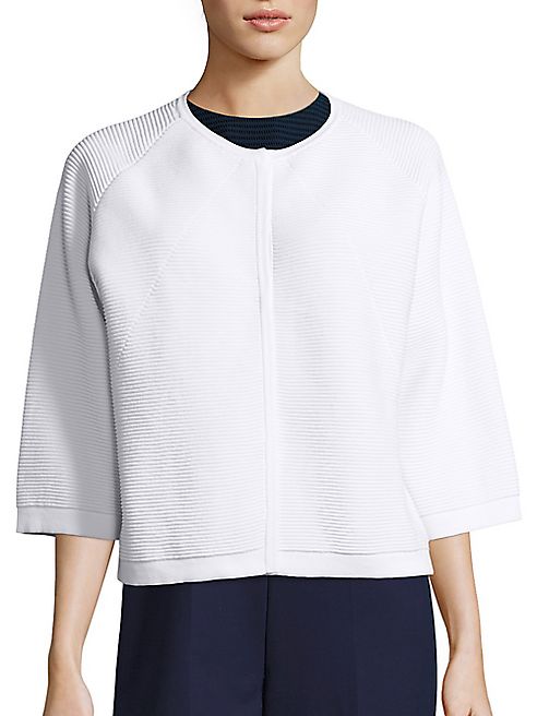 Piazza Sempione - Optical Ribbed Half-Sleeve Cardigan